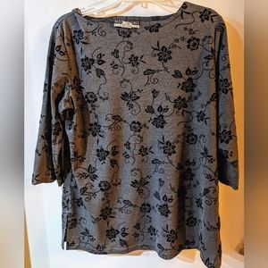 Ladies Grey & Black Flocked Tunic, Size Medium